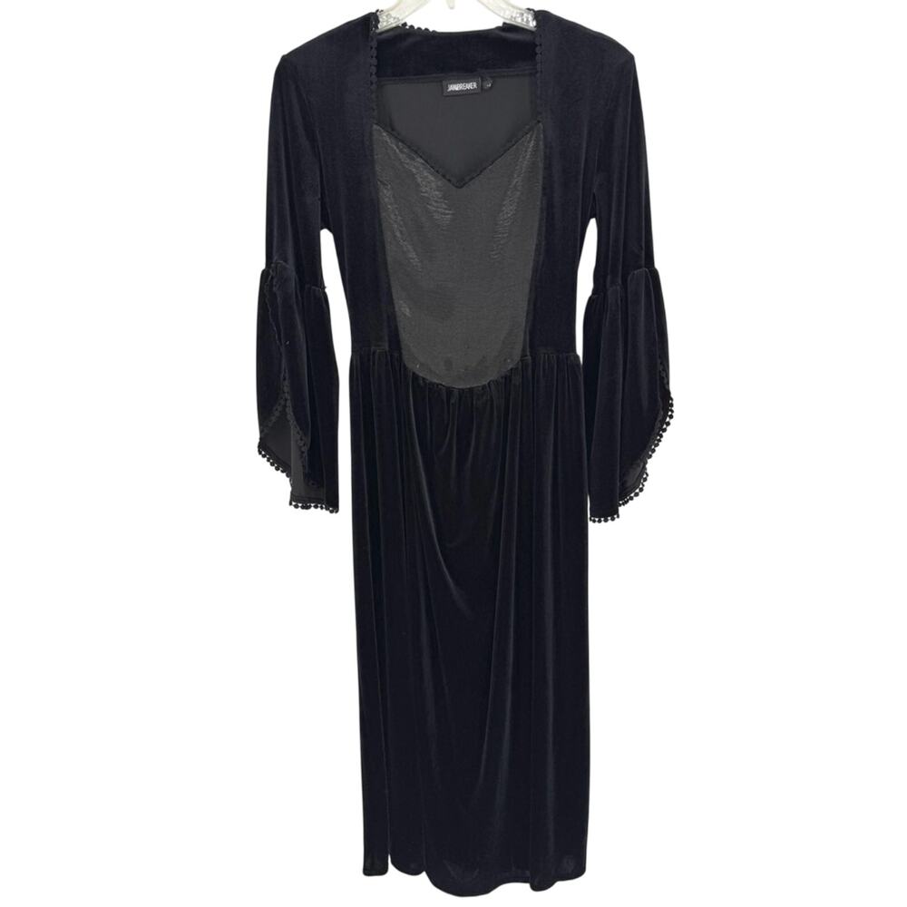 Jawbreaker Where Are My Runes Velvet Bell Sleeve Corset Back Dress Black Size L - Picture 7 of 16